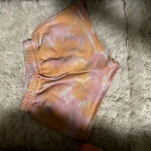 White, pink and orange tie day sweat shorts